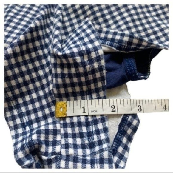Vintage One Piece Romper Shorts Bathing Suit Blue Plaid Checkered one piece - Picture 11 of 13